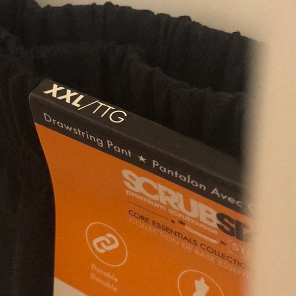 Black Drawstring Scrub Pants - Picture 4 of 4